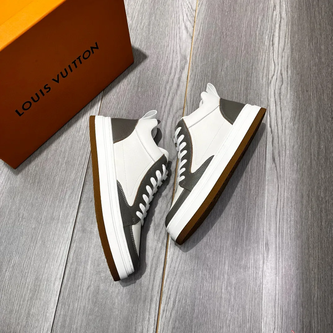 Factory price: 460💰LV's new casual high-top men's shoes👉 👉 Fashionable and versatile, 💞 Simple and elegant style, 🔊 The fabric is made of imported cowhide, ☑️breathable mesh lining, original wear-resistant rubber outsole, exclusive new style, taken in kind, five colors available, code number: 38-44, (45 can be customized)